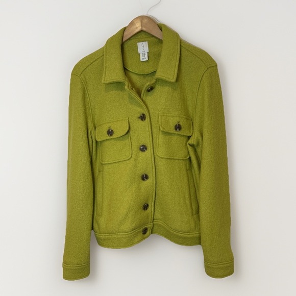 Joie Womens Olive Green Wool Blend Button Front Jacket Shacket Medium - Picture 1 of 6